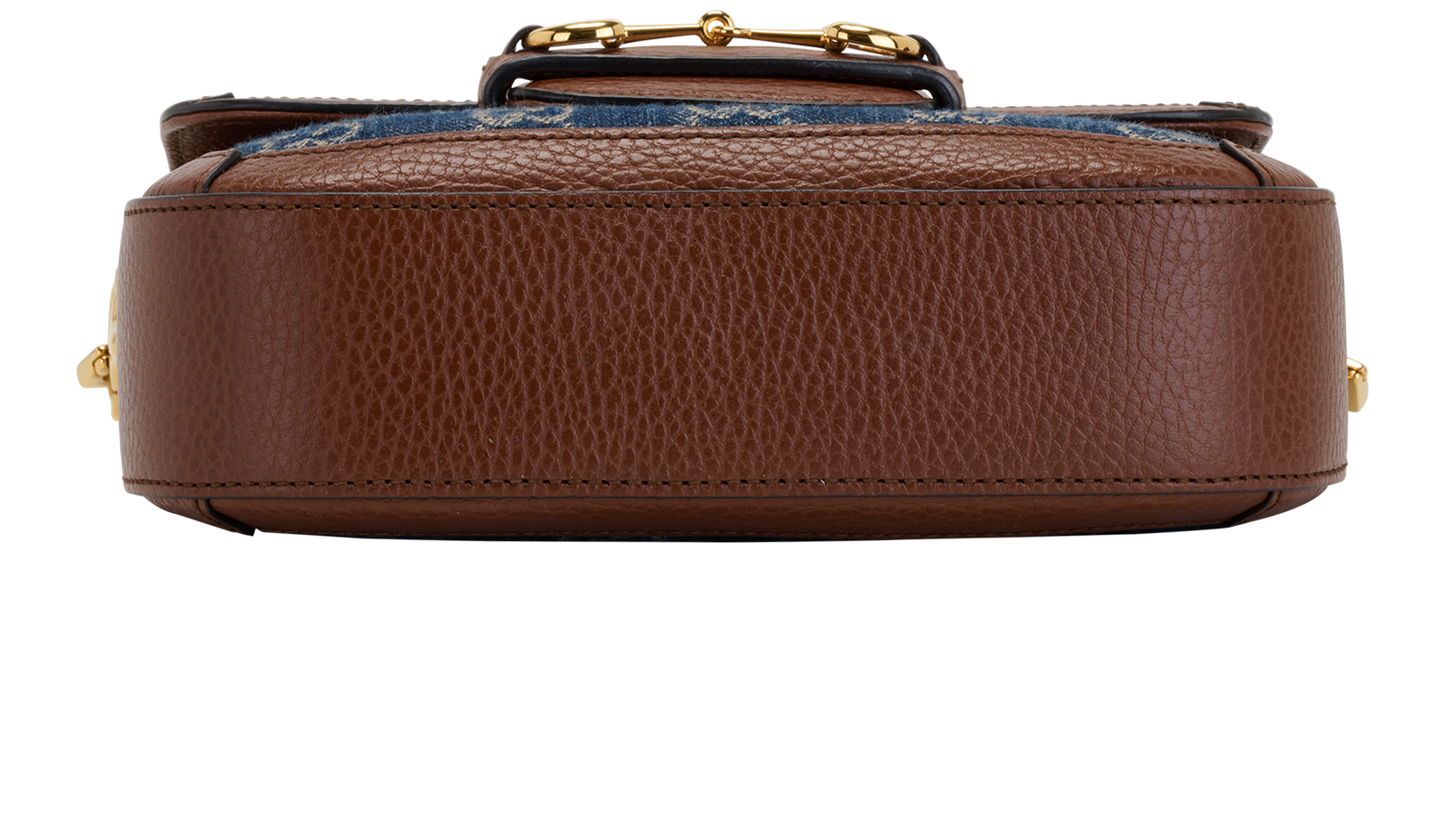 Horsebit 1955 Small Crossbody, &pound;950, Handbags, Blue/Brown, Denim/Leather, Top view